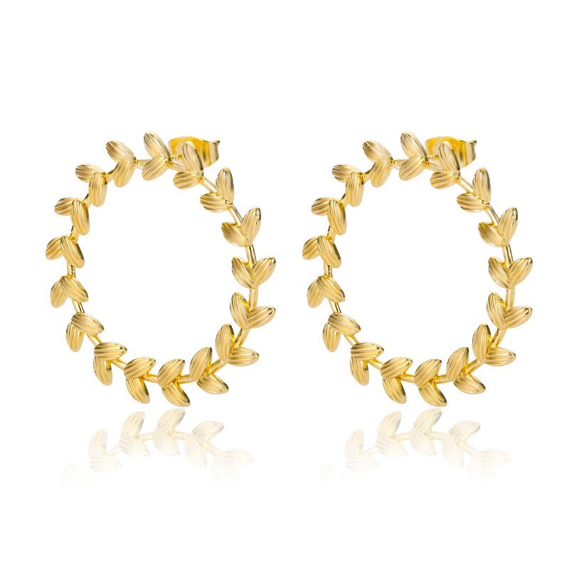 Korean Leaf Hoop Earrings For Women Minimalist Stainless Steel Earrings 2023 Trend Aesthetic Couple Jewelry Gift bijoux femme