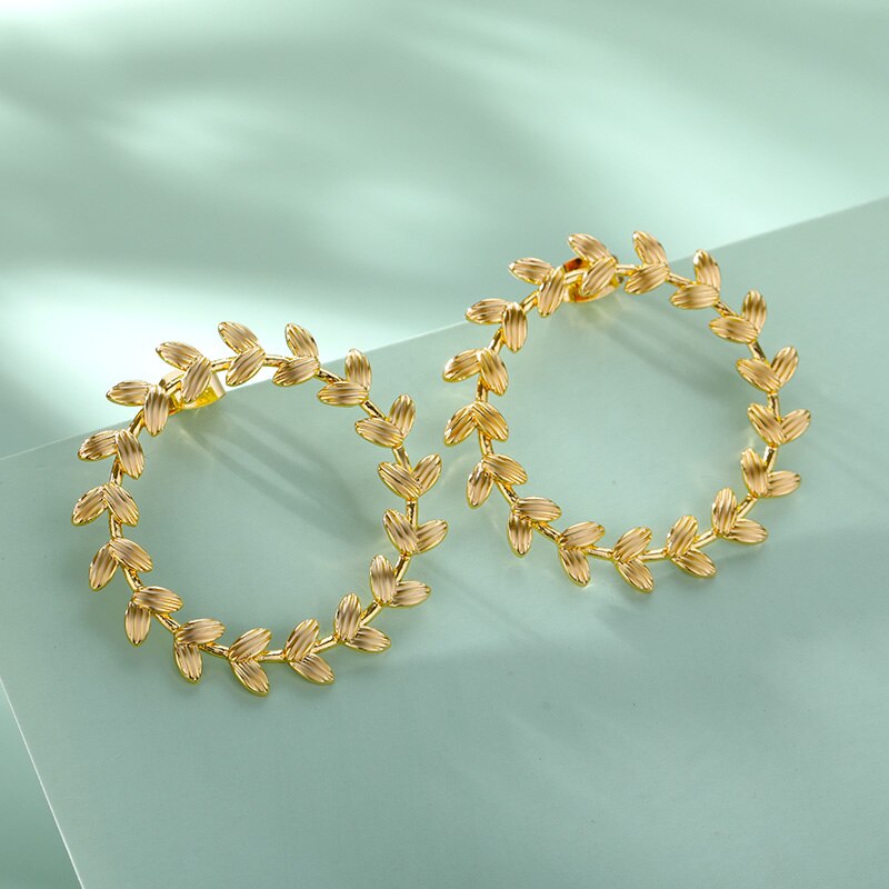 Korean Leaf Hoop Earrings For Women Minimalist Stainless Steel Earrings 2023 Trend Aesthetic Couple Jewelry Gift bijoux femme
