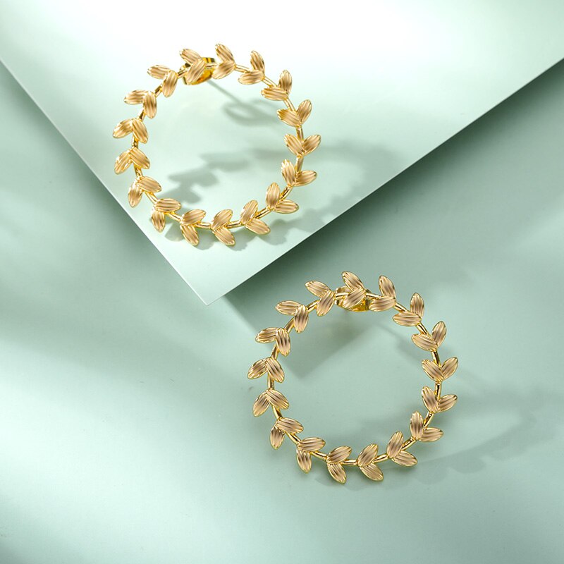 Korean Leaf Hoop Earrings For Women Minimalist Stainless Steel Earrings 2023 Trend Aesthetic Couple Jewelry Gift bijoux femme