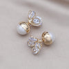 Korean  Design Jewelry 14K Gold Plated  Zircon Pearl Front Back Earring Elegant Women's Daily Work Accessories