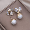 Korean  Design Jewelry 14K Gold Plated  Zircon Pearl Front Back Earring Elegant Women's Daily Work Accessories