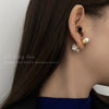 Korean  Design Jewelry 14K Gold Plated  Zircon Pearl Front Back Earring Elegant Women's Daily Work Accessories