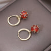Korean Design Jewelry 14K Gold Plated Orange Zirconium Ball Pendant Earrings Elegant Women's Daily Work Accessories
