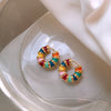 Korean Design Jewelry 14K Gold Plating Gold Color Enamel Drop Glazed Earrings Elegant Women's Daily Work Accessories