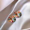 Korean Design Jewelry 14K Gold Plating Gold Color Enamel Drop Glazed Earrings Elegant Women's Daily Work Accessories