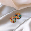 Korean Design Jewelry 14K Gold Plating Gold Color Enamel Drop Glazed Earrings Elegant Women's Daily Work Accessories