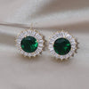 Korean Design Jewelry 14K Gold Plating  Copper Set Zircon Round Earrings Simple Women's Daily Work Accessories
