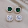Korean Design Jewelry 14K Gold Plating  Copper Set Zircon Round Earrings Simple Women's Daily Work Accessories