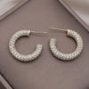 Korean Design Jewelry 14K Gold plated Copper Set Zircon C-shaped Earrings Elegant Women's Daily Work Accessories