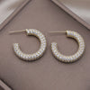 Korean Design Jewelry 14K Gold plated Copper Set Zircon C-shaped Earrings Elegant Women's Daily Work Accessories
