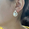 Korean Design Jewelry 14K Gold plated Copper Set Zircon Drop Pearl Earrings Elegant Women's Evening Accessories