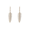 Korean Design Jewelry 14K Gold plated Fine Copper Set High Leaf Feather Earrings Elegant Women's Party Accessories