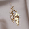 Korean Design Jewelry 14K Gold plated Fine Copper Set High Leaf Feather Earrings Elegant Women's Party Accessories