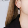Korean Design Jewelry 14K Gold plated Fine Copper Set High Leaf Feather Earrings Elegant Women's Party Accessories