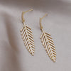 Korean Design Jewelry 14K Gold plated Fine Copper Set High Leaf Feather Earrings Elegant Women's Party Accessories