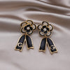 Korean Design Jewelry 14K Gold plated Fine Zircon Black Camellia Earrings Elegant Women's Prom Party Accessories