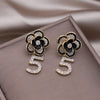 Korean Design Jewelry 14K Gold plated Fine Zircon Black Camellia Earrings Elegant Women's Prom Party Accessories