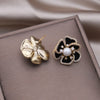 Korean Design Jewelry 14K Gold plated Fine Zircon Black Camellia Earrings Elegant Women's Prom Party Accessories