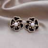 Korean Design Jewelry 14K Gold plated Fine Zircon Black Camellia Earrings Elegant Women's Prom Party Accessories