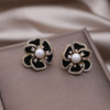 Korean Design Jewelry 14K Gold plated Fine Zircon Black Camellia Earrings Elegant Women's Prom Party Accessories
