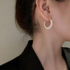 Korean Design Jewelry 14K Gold plated Handmade Pearl Round hoop Earrings Elegant Women's Daily Work Accessories