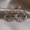 Korean Design Jewelry 14K Gold plated Letter U Colorful Zircon Earrings  Women's Wedding Party Accessories