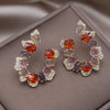 Korean Design Jewelry 14K Gold plated Letter U Colorful Zircon Earrings  Women's Wedding Party Accessories