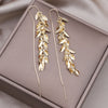 Korean Design Jewelry 14K Gold plated Metal Long Ear Earrings Elegant Women's Party Earline Accessories