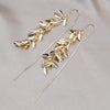 Korean Design Jewelry 14K Gold plated Metal Long Ear Earrings Elegant Women's Party Earline Accessories