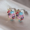 Korean Design Jewelry 14K Gold plated Simple Oval Zircon hoop Earrings Elegant Women's Daily Work Accessories