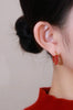 Korean Design Jewelry 14K Gold plated Simple Oval Zircon hoop Earrings Elegant Women's Daily Work Accessories