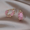 Korean Design Jewelry 14K Gold plated Simple Oval Zircon hoop Earrings Elegant Women's Daily Work Accessories