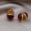 Korean Design Jewelry 14K Gold plated Simple Round Glass Earrings Retro Women's Daily Work Accessories