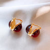 Korean Design Jewelry 14K Gold plated Simple Round Glass Earrings Retro Women's Daily Work Accessories