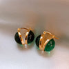 Korean Design Jewelry 14K Gold plated Simple Round Glass Earrings Retro Women's Daily Work Accessories