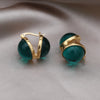 Korean Design Jewelry 14K Gold plated Simple Round Glass Earrings Retro Women's Daily Work Accessories