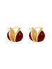 Korean Design Jewelry 14K Gold plated Simple Round Glass Earrings Retro Women's Daily Work Accessories