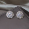 Korean Design Jewelry 14K Gold plated Simple Round  Zircon Earrings Elegant Women's Daily Work Accessories
