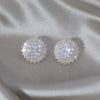 Korean Design Jewelry 14K Gold plated Simple Round  Zircon Earrings Elegant Women's Daily Work Accessories
