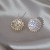 Korean Design Jewelry 14K Gold plated Simple Round  Zircon Earrings Elegant Women's Daily Work Accessories