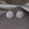 Korean Design Jewelry 14K Gold plated Simple Round  Zircon Earrings Elegant Women's Daily Work Accessories