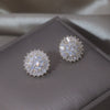 Korean Design Jewelry 14K Gold plated Simple Round  Zircon Earrings Elegant Women's Daily Work Accessories