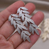 Korean Design Jewelry Copper Set Zircon 14K Gold oplated Long Leaf Earrings  Women's Wedding Party Accessories