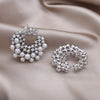 Korean Design Jewelry Delicate Copper Set Zircon Pearl Moon Exaggerated Earrings Elegant Women's Party Accessories