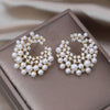 Korean Design Jewelry Delicate Copper Set Zircon Pearl Moon Exaggerated Earrings Elegant Women's Party Accessories