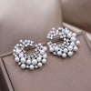 Korean Design Jewelry Delicate Copper Set Zircon Pearl Moon Exaggerated Earrings Elegant Women's Party Accessories