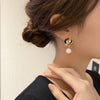 Korean Design Jewelry Hollow Black White Camellia Pearl Pendant Earrings Elegant Women's Daily Work Accessories