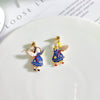 Korean Design Jewelry Personality Cute Angel Asymmetric Earrings Metal Drops Earless Earrings for women gift