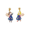 Korean Design Jewelry Personality Cute Angel Asymmetric Earrings Metal Drops Earless Earrings for women gift