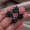 Korean Design Jewelry Premium Black Camellia Square Pendant Earrings Elegant Women's Party Accessories